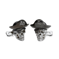Pre-Owned Deakin & Francis Sterling Silver Pirate Skull Cufflinks with Hat and Ruby Eyes