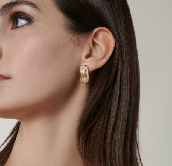 FOPE Love Nest 18ct Yellow Gold Diamond Pave Set Earrings