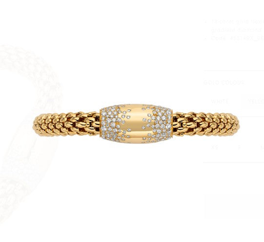 FOPE Flex'it Love Nest 18ct Yellow Gold Pave Diamond Set Bracelet