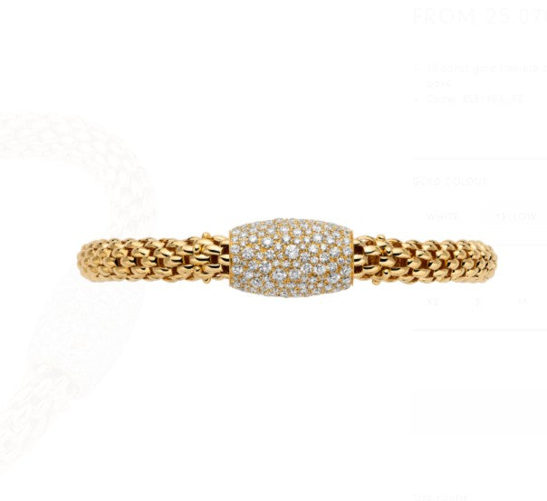 FOPE Flex'it Love Nest 18ct Yellow Gold Diamond Pave Bracelet