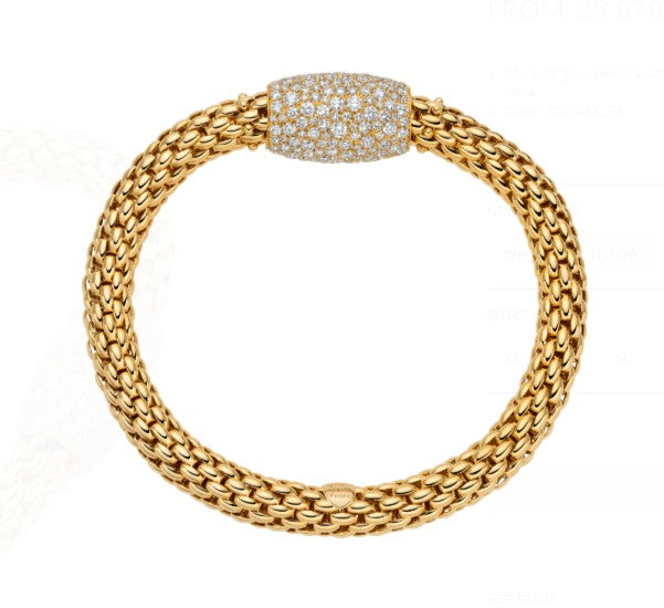 FOPE Flex'it Love Nest 18ct Yellow Gold Diamond Pave Bracelet