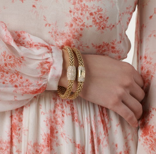 FOPE Flex'it Love Nest 18ct Yellow Gold Pave Diamond Set Bracelet