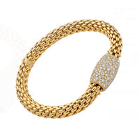 FOPE Flex'it Love Nest 18ct Yellow Gold Diamond Pave Bracelet