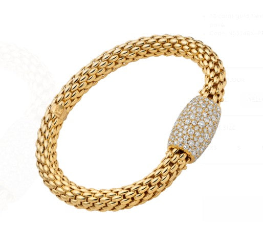 FOPE Flex'it Love Nest 18ct Yellow Gold Diamond Pave Bracelet
