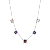 Multi Gemstone 9ct Yellow Gold Station Necklace