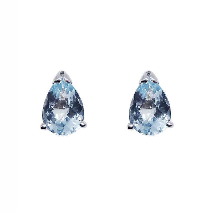 Aquamarine 9ct White Gold Pear Shape Stud Earrings