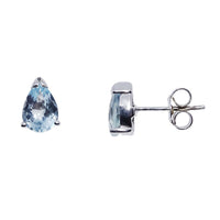 Aquamarine 9ct White Gold Pear Shape Stud Earrings