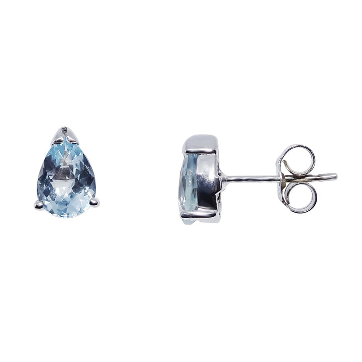 Aquamarine 9ct White Gold Pear Shape Stud Earrings