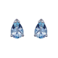 Blue Topaz 9ct White Gold Stud Earrings