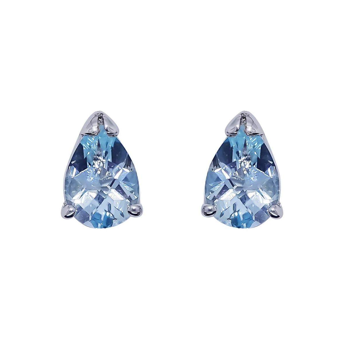 Blue Topaz 9ct White Gold Stud Earrings
