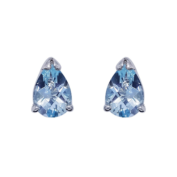 Blue Topaz 9ct White Gold Stud Earrings