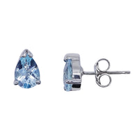 Blue Topaz 9ct White Gold Stud Earrings