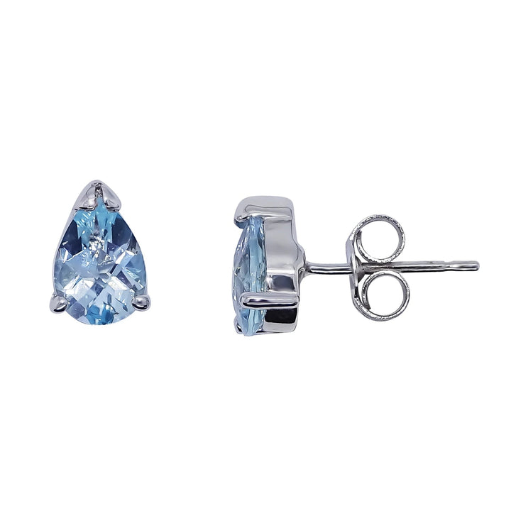 Blue Topaz 9ct White Gold Stud Earrings