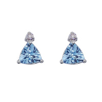 Trilliant Blue Topaz 9ct White Gold Stud Earrings