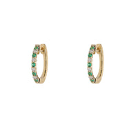 Emerald and Diamond 18ct Yellow Gold Hoop Earrings - Michael Jones Jeweller
