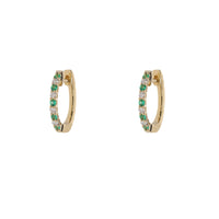 Emerald and Diamond 18ct Yellow Gold Hoop Earrings - Michael Jones Jeweller