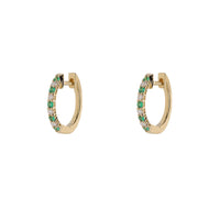 Emerald and Diamond 18ct Yellow Gold Hoop Earrings