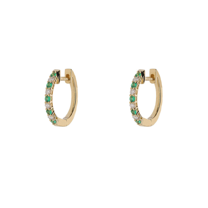 Emerald and Diamond 18ct Yellow Gold Hoop Earrings - Michael Jones Jeweller