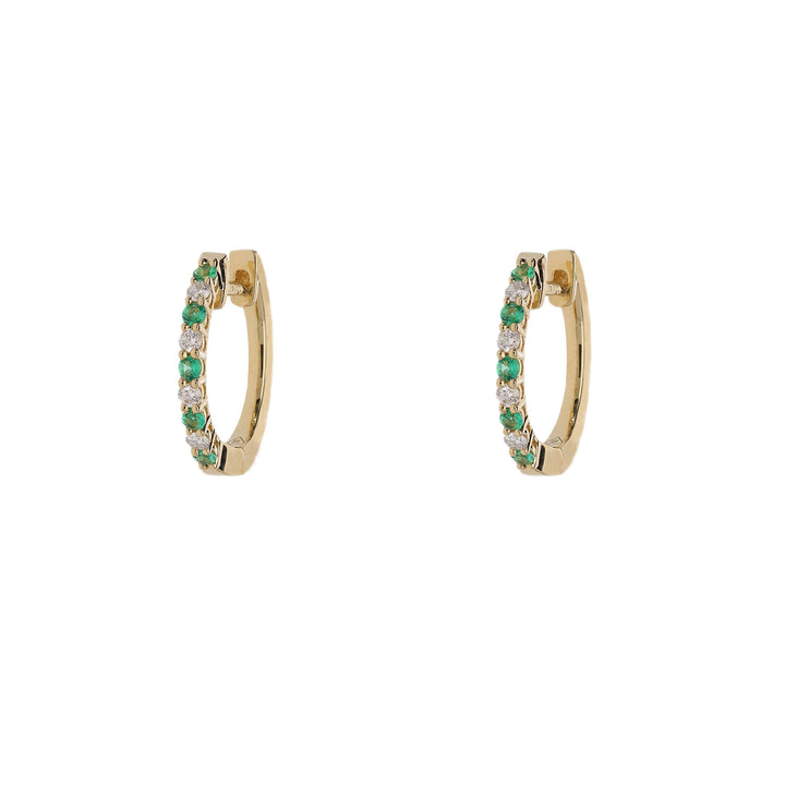 Emerald and Diamond 18ct Yellow Gold Hoop Earrings - Michael Jones Jeweller