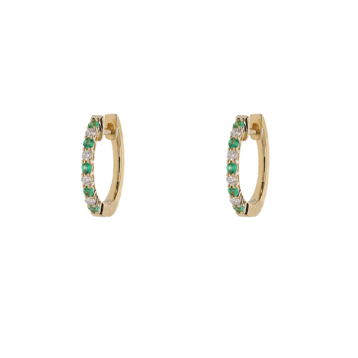 Emerald and Diamond 18ct Yellow Gold Hoop Earrings