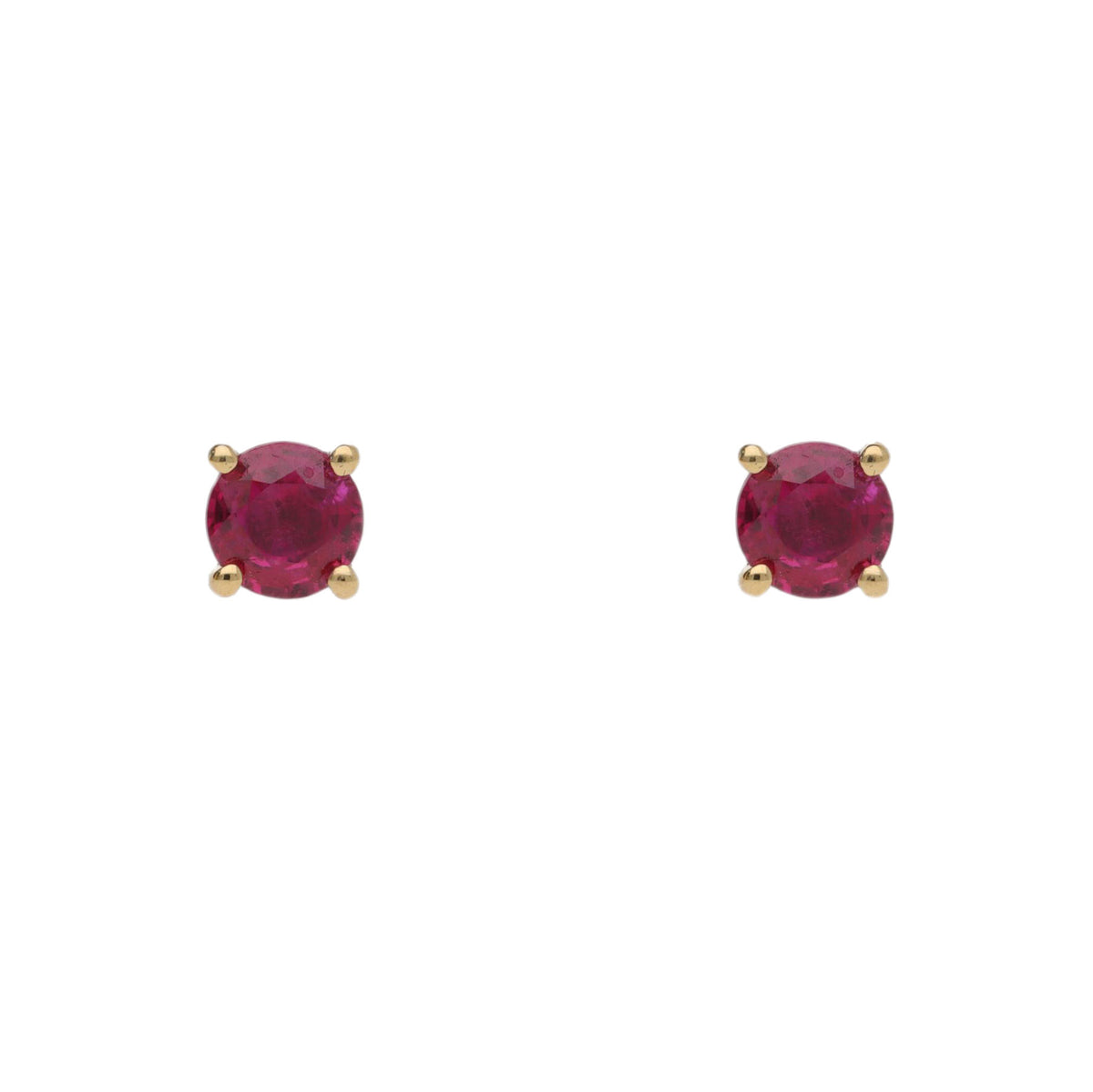 Ruby 0.66ct 18ct Yellow Gold Stud Earrings - Michael Jones Jeweller