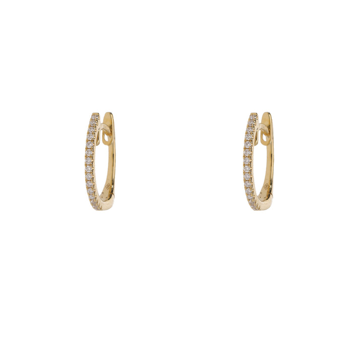 Diamond 0.08ct Oval 18ct Yellow Gold Hoop Earrings - Michael Jones Jeweller
