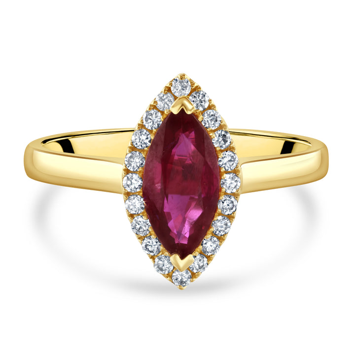 Marquise Ruby and Diamond 18ct Yellow Gold RIng