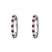 Ruby and Diamond 18ct White Gold Hoop Earrings - Michael Jones Jeweller