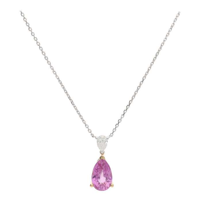 Pink Sapphire and Diamond 18ct White and Yellow Gold Necklace - Michael Jones Jeweller