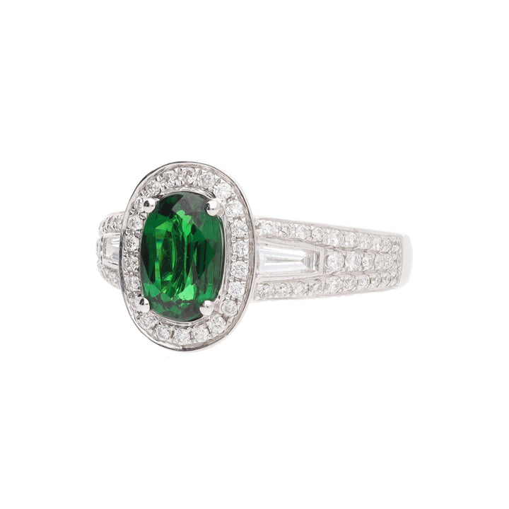 Tsvavorite and Diamond 18ct White Gold Ring - Michael Jones Jeweller