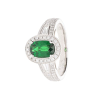 Tsvavorite and Diamond 18ct White Gold Ring - Michael Jones Jeweller