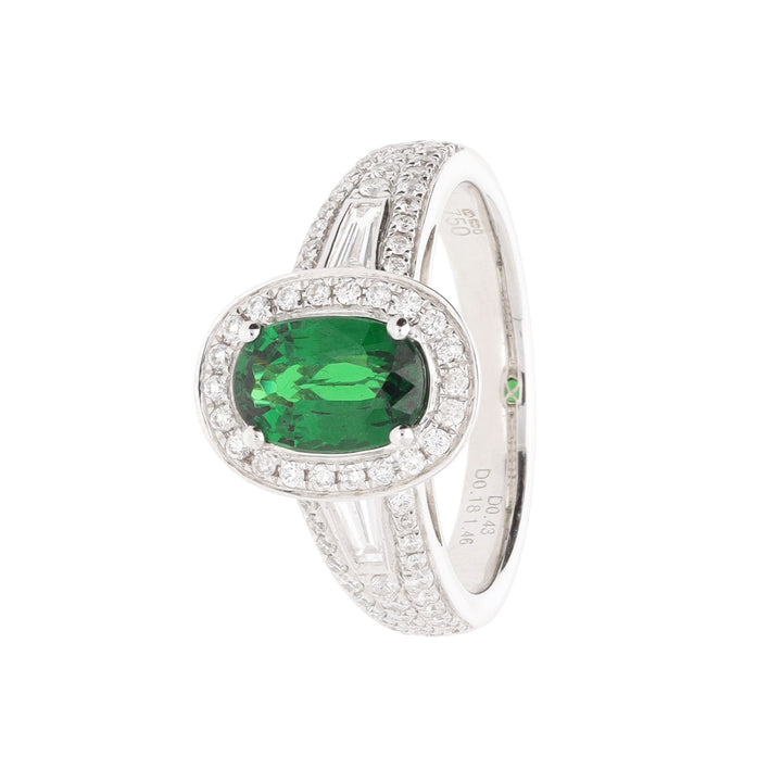 Tsvavorite and Diamond 18ct White Gold Ring - Michael Jones Jeweller