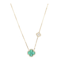 Emerald and Diamond Clover 18ct Yellow Gold Necklace