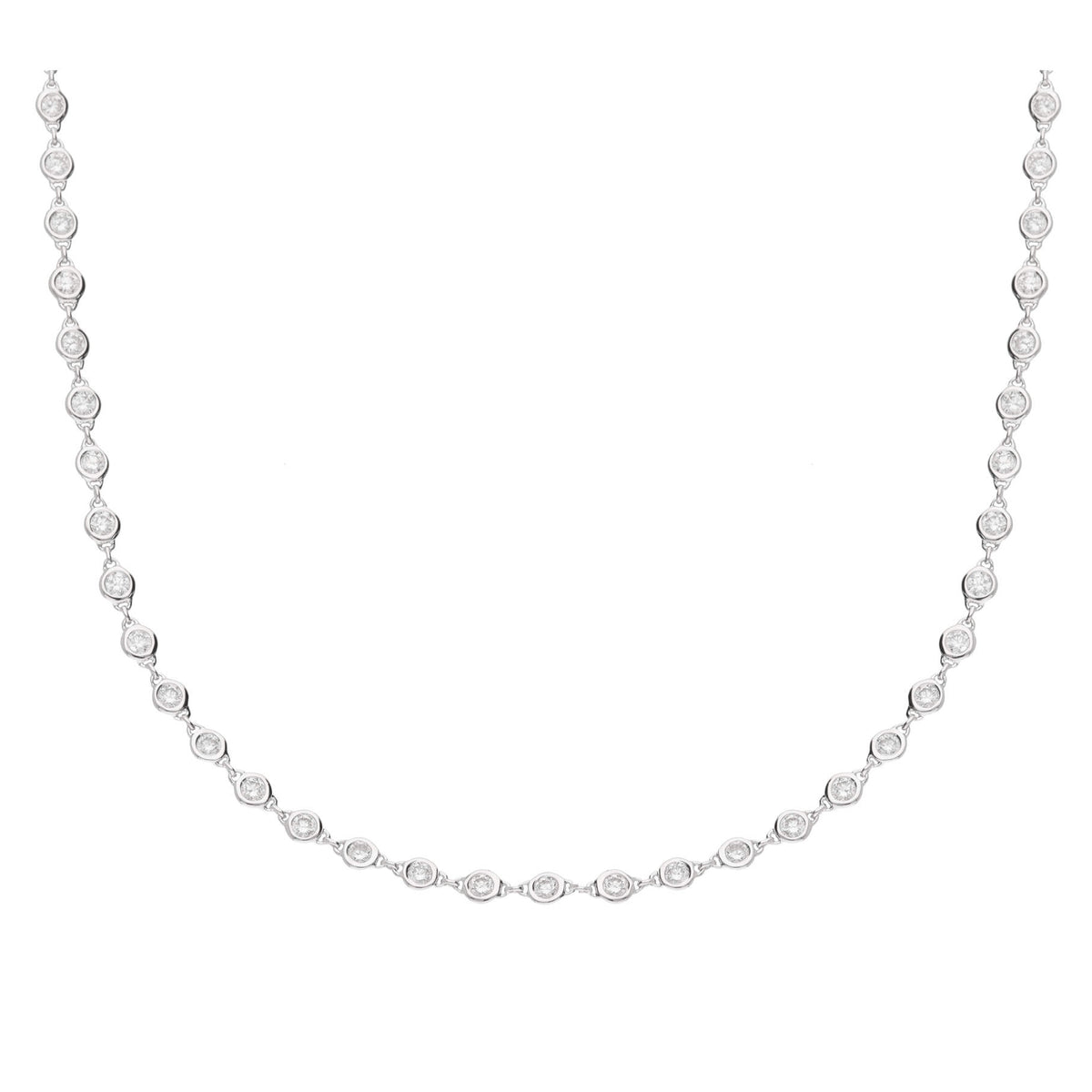 Diamond 2.98ct 18ct White Gold Station Necklace - Michael Jones Jeweller