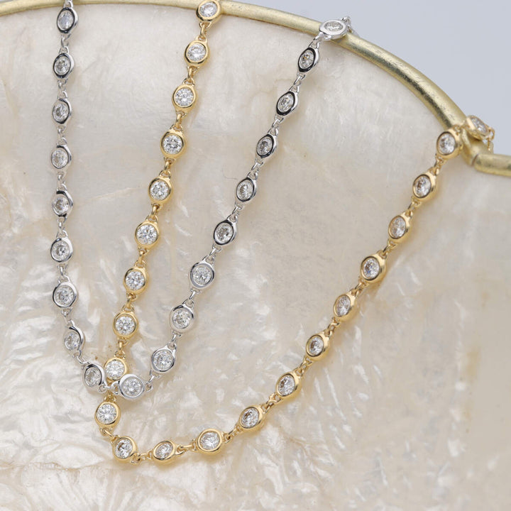 Diamond 3.02ct 18ct Yellow Gold Station Necklace - Michael Jones Jeweller