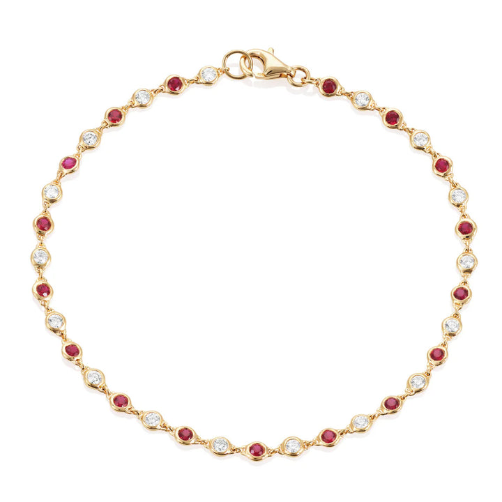 Ruby and Diamond 18ct Yellow Gold Collar Set Bracelet