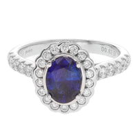 Sapphire and Diamond 18ct White Gold Scalloped Cluster Ring