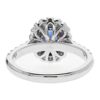 Sapphire and Diamond 18ct White Gold Scalloped Cluster Ring - Michael Jones Jeweller