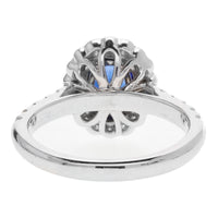 Sapphire and Diamond 18ct White Gold Scalloped Cluster Ring