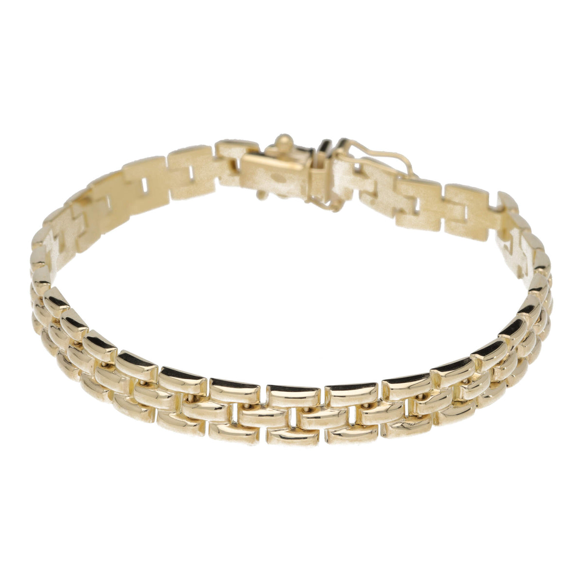Polished 9ct Yellow Gold Brick Link Bracelet - Michael Jones Jeweller