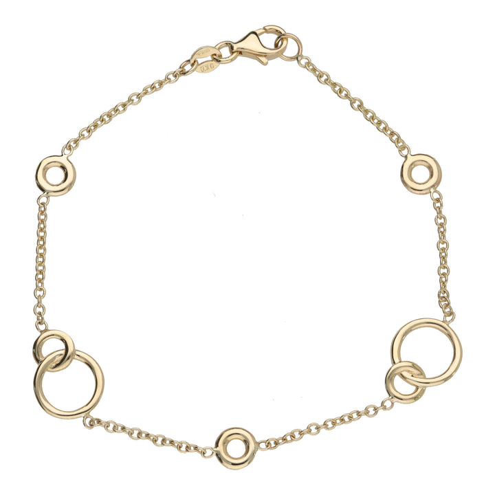 Entwined Circle 9ct Yellow Gold Station Link Bracelet