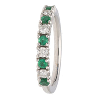 Emerald and Diamond 18ct Yellow Gold Half Eternity Ring - Michael Jones Jeweller