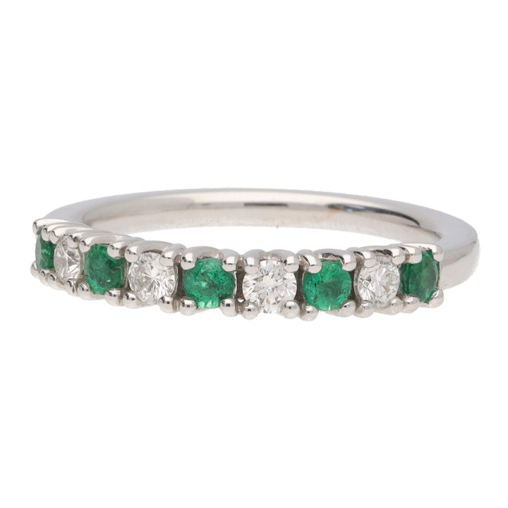 Emerald and Diamond 18ct Yellow Gold Half Eternity Ring - Michael Jones Jeweller