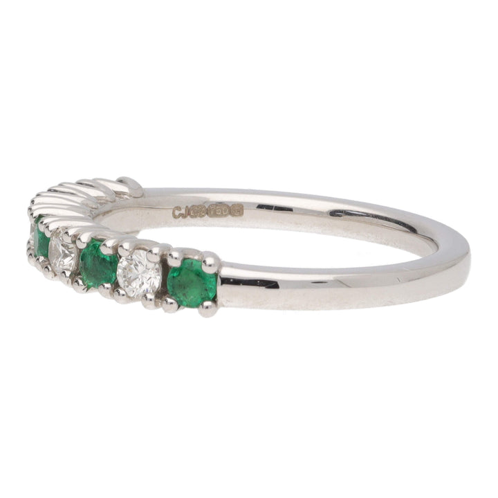Emerald and Diamond 18ct Yellow Gold Half Eternity Ring - Michael Jones Jeweller