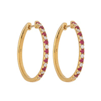 Ruby and Diamond 18ct Yellow Gold 20mm Hop Earrings