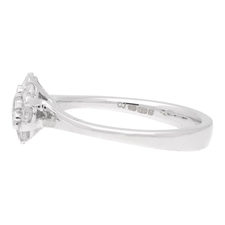 Diamond 0.61ct 18ct White Gold Flower Cluster Ring - Michael Jones Jeweller