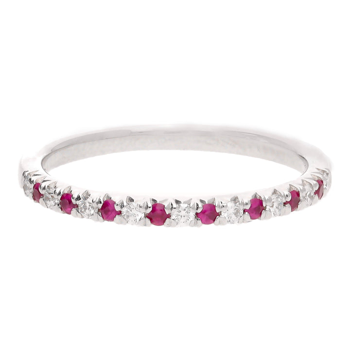 Ruby and Diamond 18ct White Gold Half Eternity Ring (O)