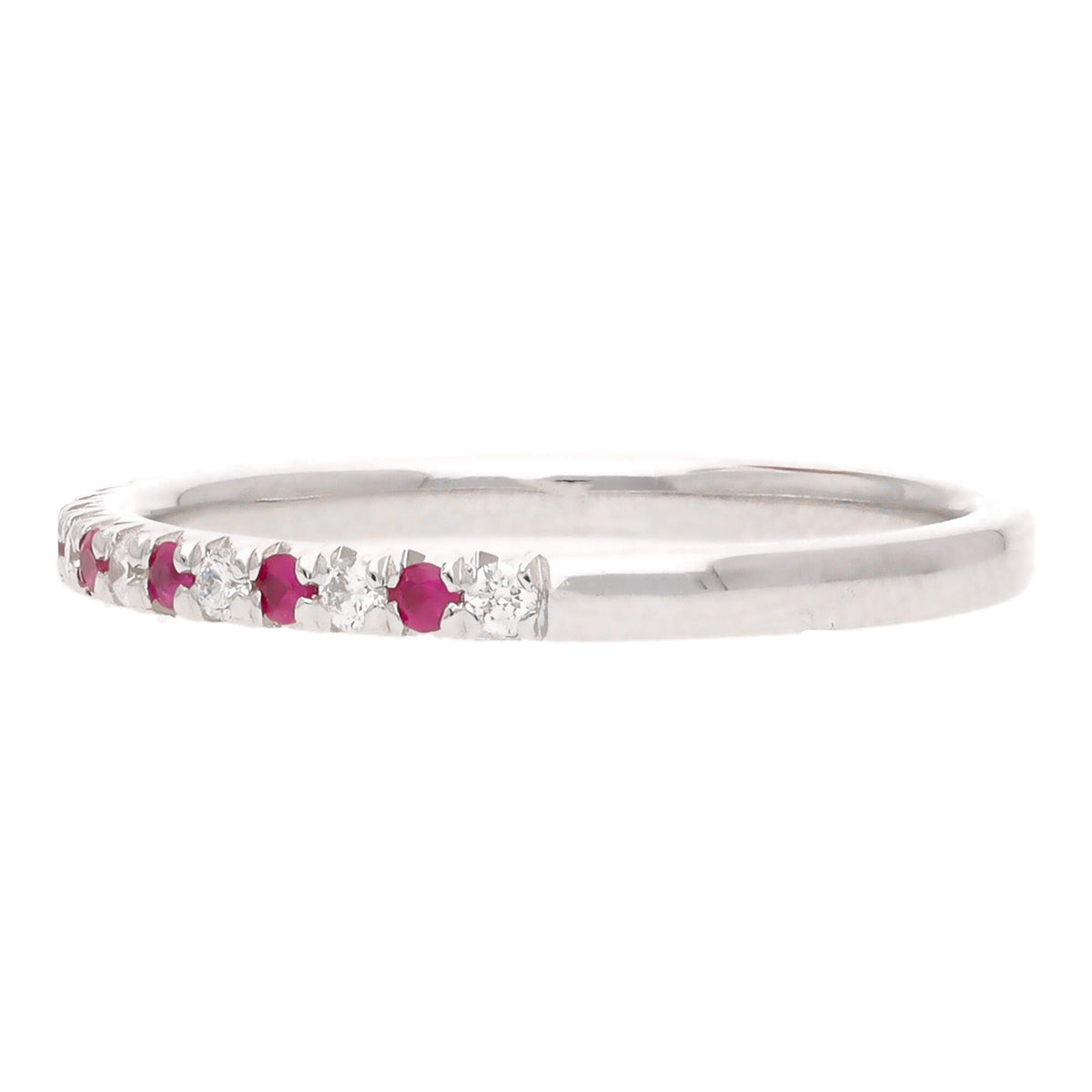 Ruby and Diamond 18ct White Gold Half Eternity Ring (O) - Michael Jones Jeweller