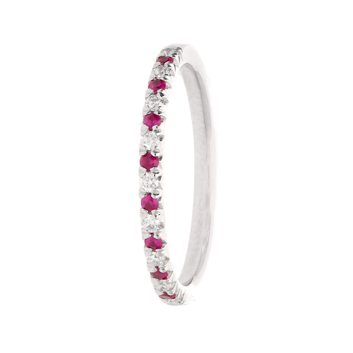 Ruby and Diamond 18ct White Gold Half Eternity Ring (O)