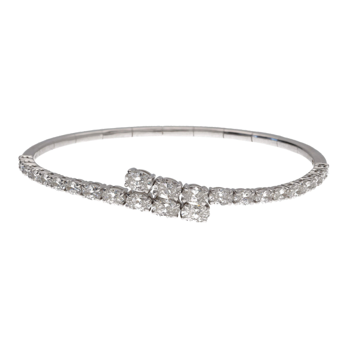 Lab Grown Diamond 4.14ct 18ct White Gold Flexible Bangle - Michael Jones Jeweller